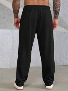 Manfinity Homme Nam Plus Đồ họa Khẩu hiệu Eo dây rút Quần thể thao - màu đen - Xem 2