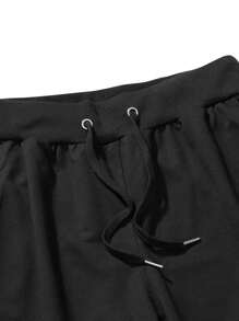 Manfinity Homme Nam Đồ họa Chữ cái Áo thun & Eo dây rút Quần thể thao - màu xanh lá - Xem 3