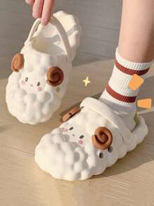 Dễ thương Mùa hè Của phụ nữ Dép đi trong nhà Hoạt hình Hình dạng Trong nhà Ngoài trời Trượt Giày lười - trắng - Xem 1