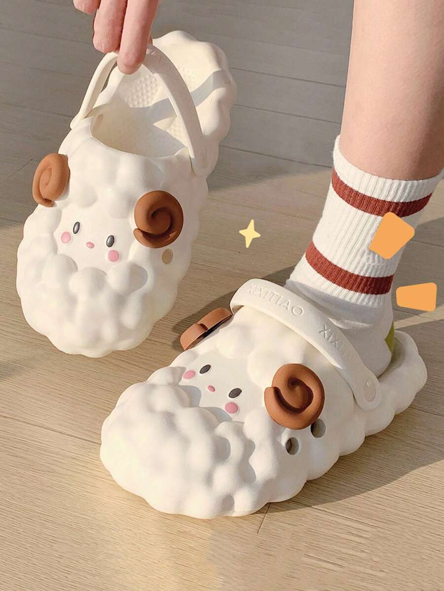 Dễ thương Mùa hè Của phụ nữ Dép đi trong nhà Hoạt hình Hình dạng Trong nhà Ngoài trời Trượt Giày lười - trắng - Xem 1