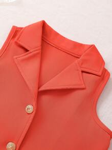 女小童西裝領馬甲西裝外套和百褶半身裙和吊帶上衣 - 彩色 - 查看 4