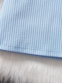 SHEIN Cô Gái Trẻ Đồ trang trí hoa Váy có thắt lưng - Màu xanh lam - Xem 6