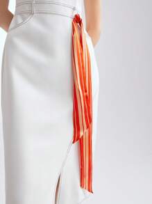 MOTF PREMIUM 女士色塊純絲時尚細長圍巾,夏季和春季優雅必備 - 彩色 - 查看 4