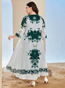 Mulvari 大碼印花假兩件連衣裙