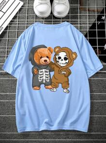 Manfinity EMRG Nam Đồ họa Hoạt hình Áo thun Thả vai - Màu xanh lam - Xem 3