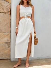 Bohemela Cut Out Split Thigh Dress - White - View 5