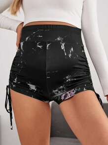 SHEIN Maternity Tie Dye Drawstring Side Cycling Shorts - Multicolor - View 6