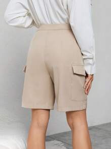 SHEIN BIZwear Flap Pocket Side Cargo Shorts Workwear