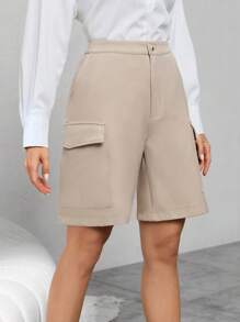 SHEIN BIZwear Flap Pocket Side Cargo Shorts Workwear