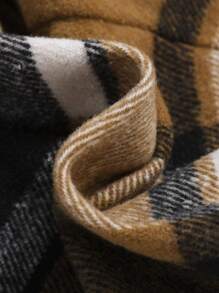 SHEIN Bộ 2 món/Bộ áo len dệt kim cổ cao tay dài thường ngày cho bé trai mới biết đi + quần cạp chun kẻ caro, chất liệu nỉ dày dặn - Nhiều màu - Xem 4