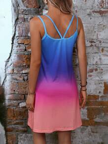 SHEIN LUNE Vestido de tirantes de ombré con tira doble - Multicolor - Ver 2