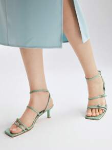 MOTF PREMIUM Mujer con diseño de hebilla con tacón escultural Sandalias , de moda menta verde Sandalias con correa en el tobillo - verde menta - Ver 10