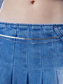 SHEIN ICON 時尚極簡風格多層腰鏈適合女士日常裝飾 - 銀色 - 查看 4