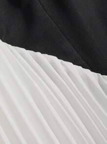 DAZY Abito con bretelle sottile bicolore orlo plissettato - Bianco e nero - Visualizzare 3