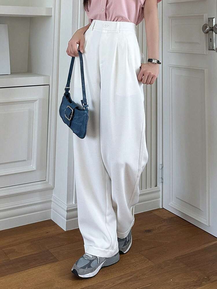 Women's Straight Leg Casual Pants, Office Style Business Attire