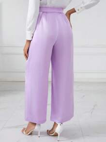 SHEIN BIZwear Chất rắn Quần ống rộng Trang phục làm việc - Màu tím - Xem 2