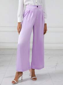 SHEIN BIZwear Chất rắn Quần ống rộng Trang phục làm việc - Màu tím - Xem 4