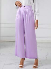 SHEIN BIZwear Chất rắn Quần ống rộng Trang phục làm việc - Màu tím - Xem 5