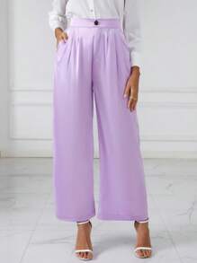 SHEIN BIZwear Chất rắn Quần ống rộng Trang phục làm việc - Màu tím - Xem 6