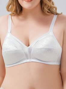 Plus Jacquard Wireless Bralet - White - View 3