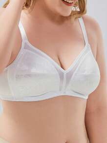 Plus Jacquard Wireless Bralet - White - View 4