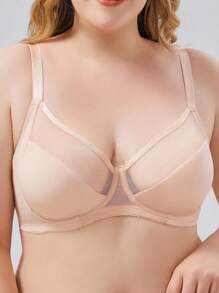 Plus Solid Underwire Bra - Apricot - View 1