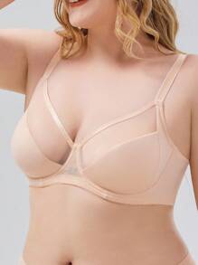 Plus Solid Underwire Bra - Apricot - View 4