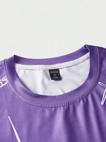 ROMWE MEN Street Life Guys Fire Letter Graphic Tee - Purple - View 5