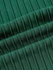 SHEIN EZwear Lettuce Trim Bandana Hem Crop Tube Top & Flare Leg Pants - Dark Green - View 3