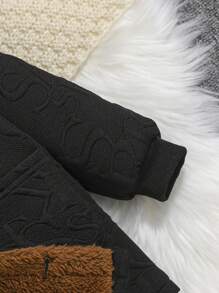 SHEIN Baby Jungen Mantel mit Kapuze, Zwei Taschen, Teddy Futter, ohne Pullover