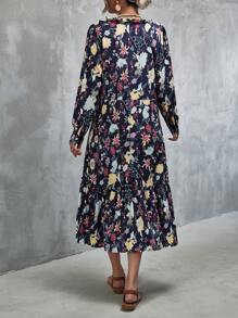 SHEIN Unity In hoa Cà vạt Xù Hoa Sen Đầm - Nhiều màu - Xem 2