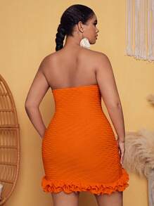 SHEIN SXY Plus Ruffle Trim Tube Bodycon Dress - Orange - View 2