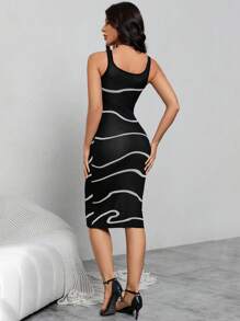 SHEIN Privé Striped Bodycon Sweater Dress