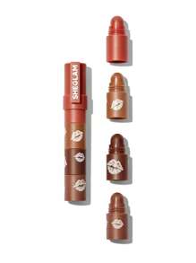 SHEGLAM Mega Lip Stacks-Brown-Brownie Stack 4 In 1 Creamy-Matte Brown Lipstick Kit High Pigment Non-Drying Portable Travel Lipstick Kit Lip Makeup Rosa Lipstick Lip Combo Brand Beauty Makeup Face Paint Cosmetic For Women Girls Perfect For Winter Spring Ideal For Y2K Fancy Fashion Suitable For Birthday Gift Party Ready Best Color - Brownie Stack - View 8