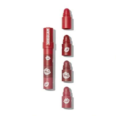 SHEGLAM Mega Lip Stacks-Pink-Petal Stack Kit De LáPiz Labial Rojo Cremoso Mate 4 En 1 LáPiz Labial De Alta PigmentacióN Que No Reseca LáPiz Labial PortáTil Para Viajes Maquillaje De Labios LáPiz Labial Rosa Intenso Para El Lip Combo Marca Belleza Maquillaje Maquullaje CosméTica Para Mujeres NiñAs Perfecto Para Invierno Primavera Verano Ideal Para Y2K Elegante Moda Adecuado Para CumpleañOs DíA De La Madre Regalo Fiesta Listo Mejor Color
