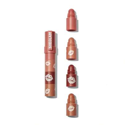 SHEGLAM 메가 립 스택-누드-베어 스택 4 In 1 크리미-매트 누드 립스틱 키트 고색소 비건조 휴대용 여행용 립스틱 키트 립 메이크업 립스틱 브랜드 뷰티 메이크업 화장품 여성과 소녀를 위한 완벽한 여름 봄 이상적인 Y2K 화려한 패션 생일 어머니의 날 기프트 파티 준비 완료 최고 색상