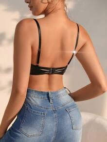 Sujetador con encaje floral con aro - Negro - Ver 2