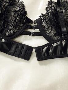 Sujetador con encaje floral con aro - Negro - Ver 7