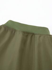 SHEIN Tween Boy Letter Patched Detail Bomber Jacket Without Tee - Army Green - View 6