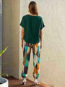 EMERY ROSE de manga murciélago Top & con estampado geométrico Pantalones
