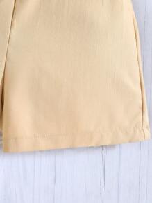 SHEIN Cô gái Túi có nắp Dây kéo Áo khoác & Ngắn - Màu Khaki - Xem 4