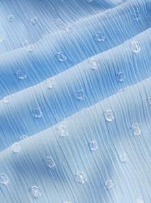 GENKIRA Chấm Swiss Off Shoulder Xù Áo - Màu xanh lam - Xem 3