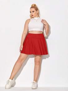 SHEIN Essnce 大碼高腰裙裤帶手機袋 - 紅色 - 查看 3