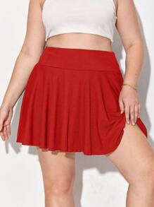 SHEIN Essnce 大碼高腰裙裤帶手機袋 - 紅色 - 查看 5