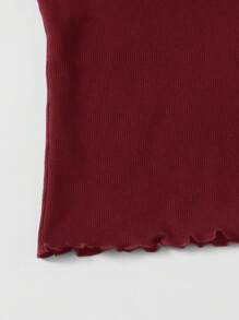 SHEIN Essnce 大碼木耳邊前紐扣背心上衣 - 酒紅色 - 查看 4