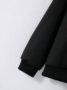 SHEIN 女大童字母圖案二合一運動衫 - 黑色 - 查看 4