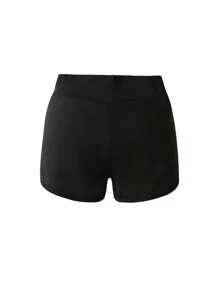 SHEIN Explorewe Tween Girl Solid Cycling Shorts - Black - View 2