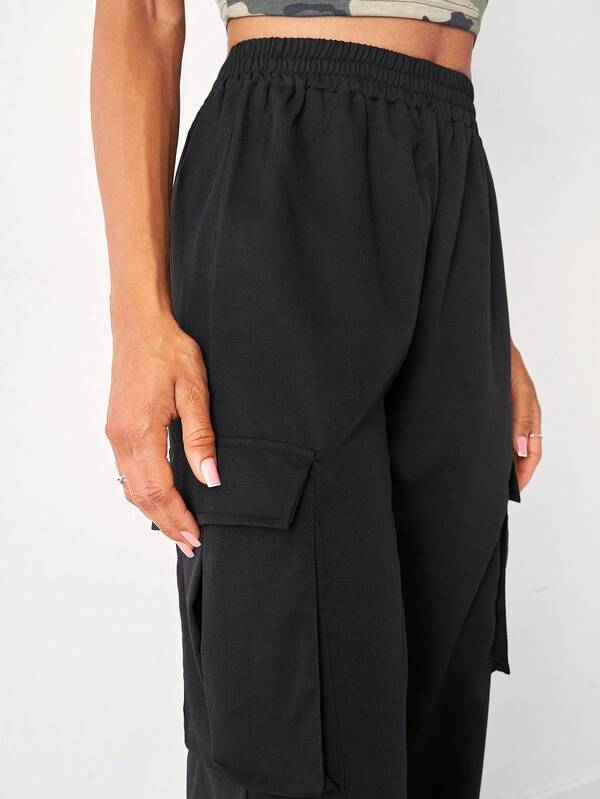 Flap Pocket Side Cargo Pants SHEIN USA