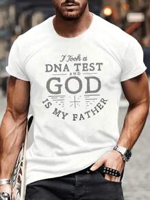 Hombres Camiseta con estampado de slogan - Blanco - Ver 1