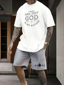 Hombres Camiseta con estampado de slogan - Blanco - Ver 3